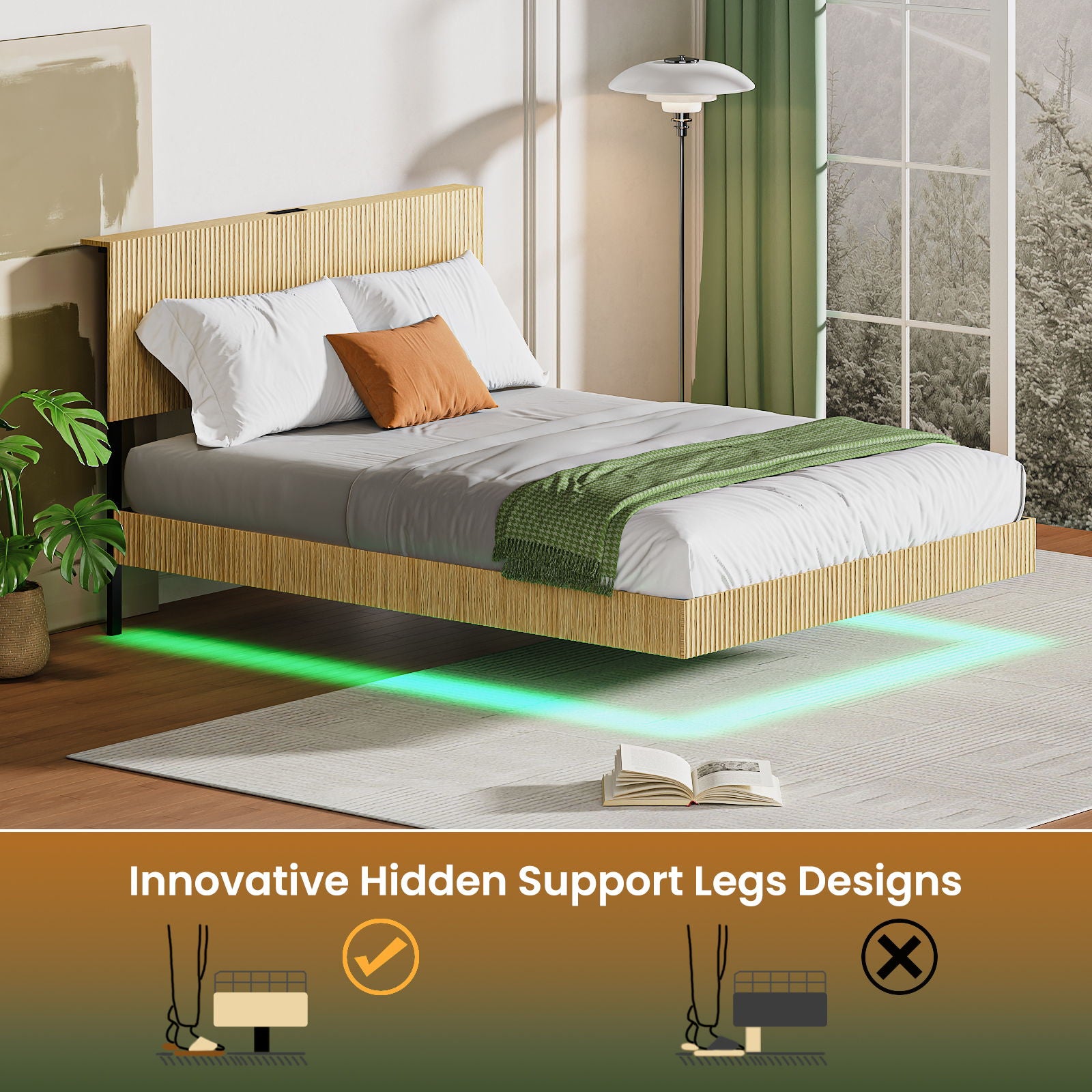 Floating Bedstead With Charging Station And LED Lights - The Sleep Loft - Online Mattress Showroom NYC