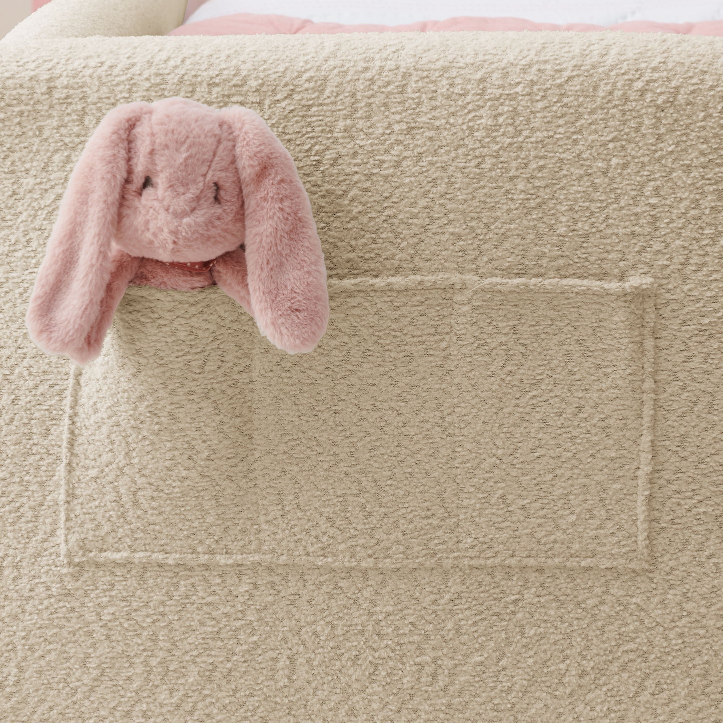 Cute Rabbit Ear Upholstered Platform Bed Frame With Safety Rail - The Sleep Loft - Online Mattress Showroom NYC