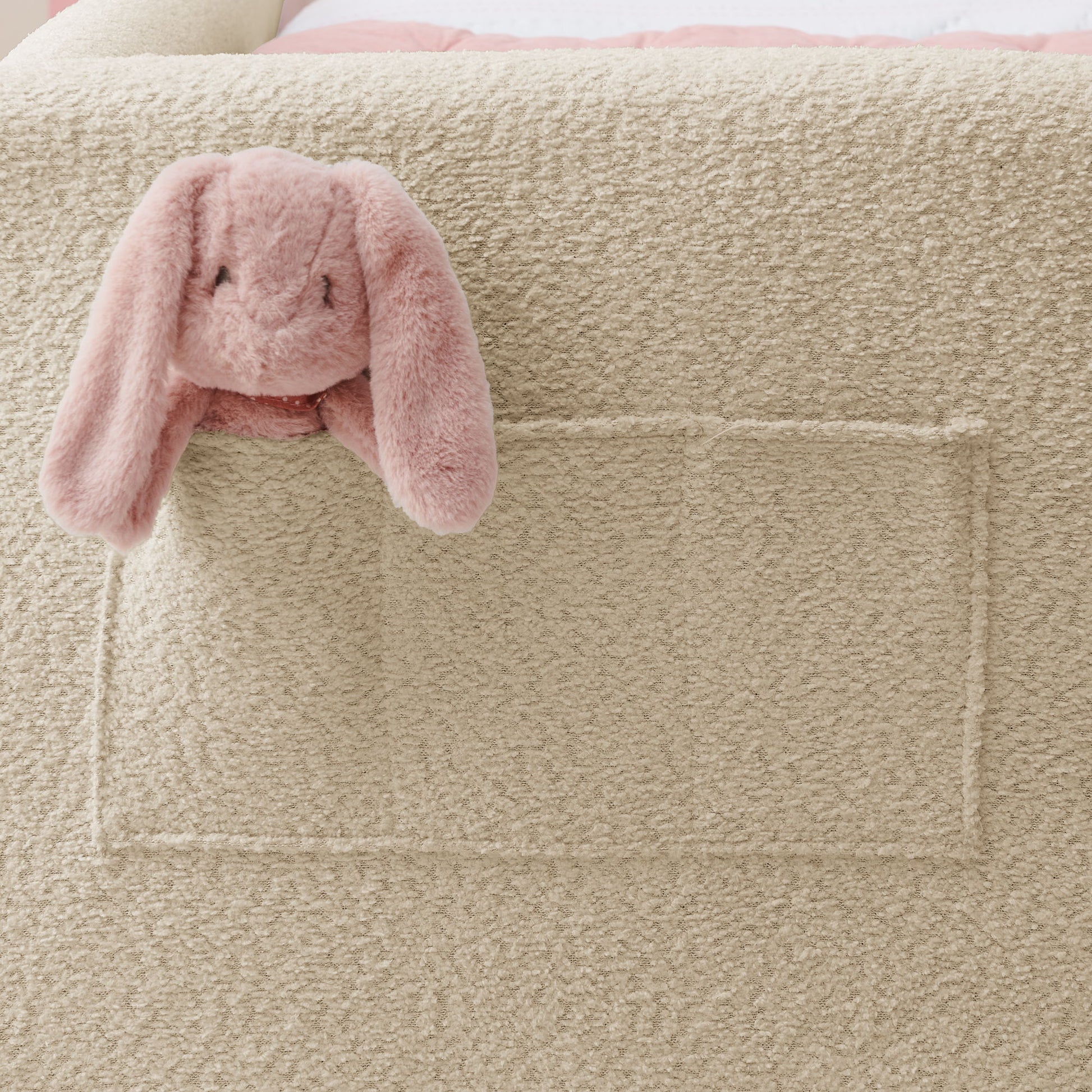 Cute Rabbit Ear Upholstered Platform Bed Frame With Safety Rail - The Sleep Loft - Online Mattress Showroom NYC