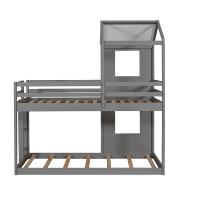 Bunk Bed Wood Bed & Roof, Window, Guardrail, Ladder - The Sleep Loft - Online Mattress Showroom NYC