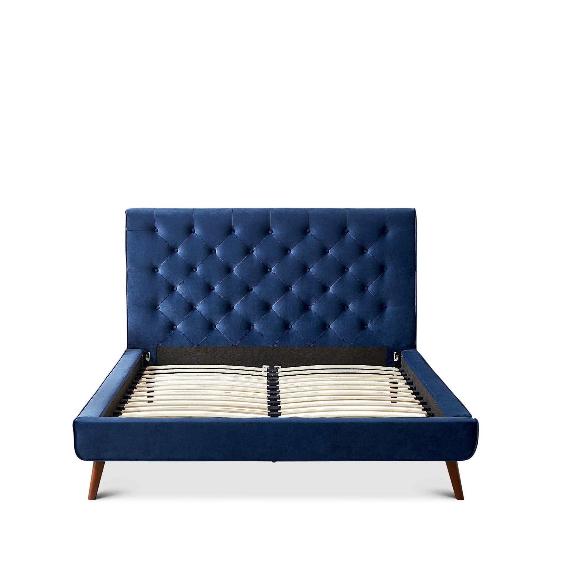 Dillon - Mid-Century Velvet Platform Bed - The Sleep Loft - Online Mattress Showroom NYC