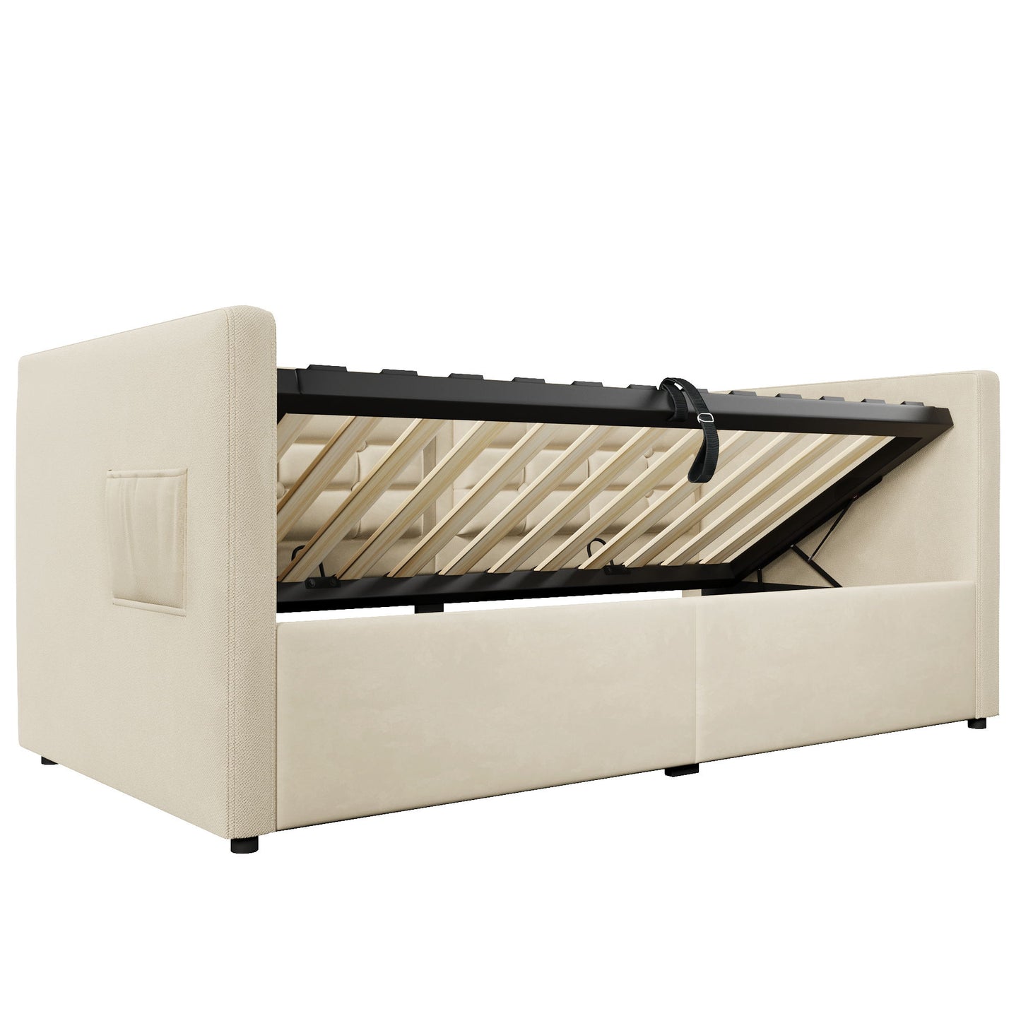 Upholstered Hydraulic Storage Daybed With USB & Type C Charging - The Sleep Loft - Online Mattress Showroom NYC