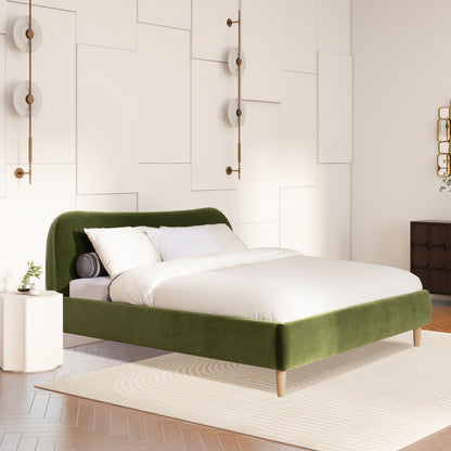 Roman - Curved Headboard Upholstered Platform Bed - The Sleep Loft - Online Mattress Showroom NYC