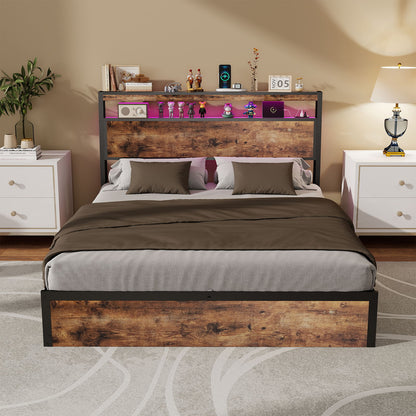 Frame With Hydraulic Lift Storage, RGB LED Lights & Multi-Port Charging, No Box Spring Needed - The Sleep Loft - Online Mattress Showroom NYC