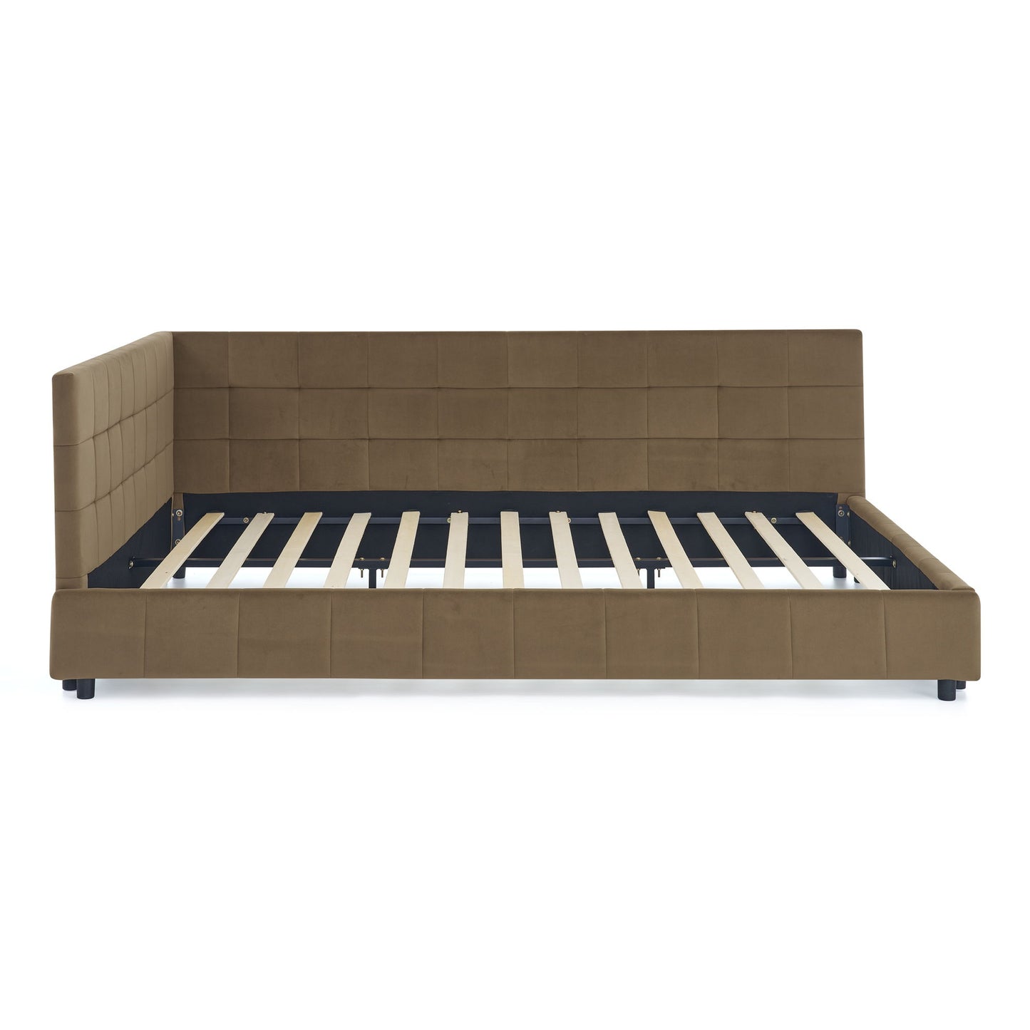 Mid-Century Storage Upholstered Tufted Bed Frame With Backrest And Armrests - The Sleep Loft - Online Mattress Showroom NYC