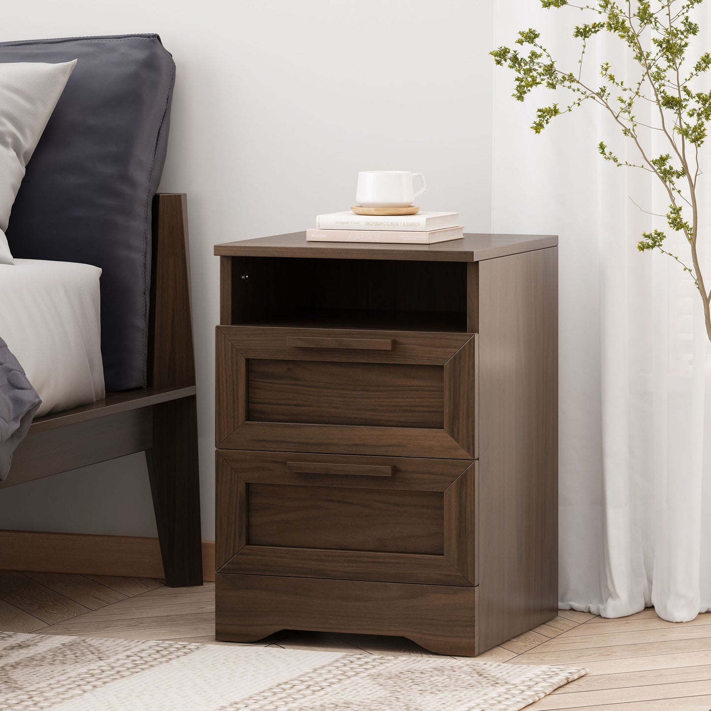 Broxon - Rustic Drawer Nightstand - The Sleep Loft - Online Mattress Showroom NYC