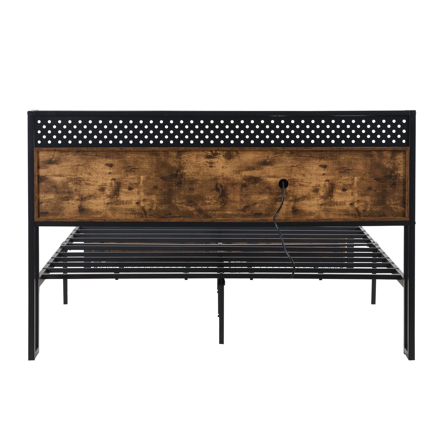 Modern Metal Platform Bed Frame With Wooden Headboard, USB Charging Station, Storage Drawers - The Sleep Loft - Online Mattress Showroom NYC