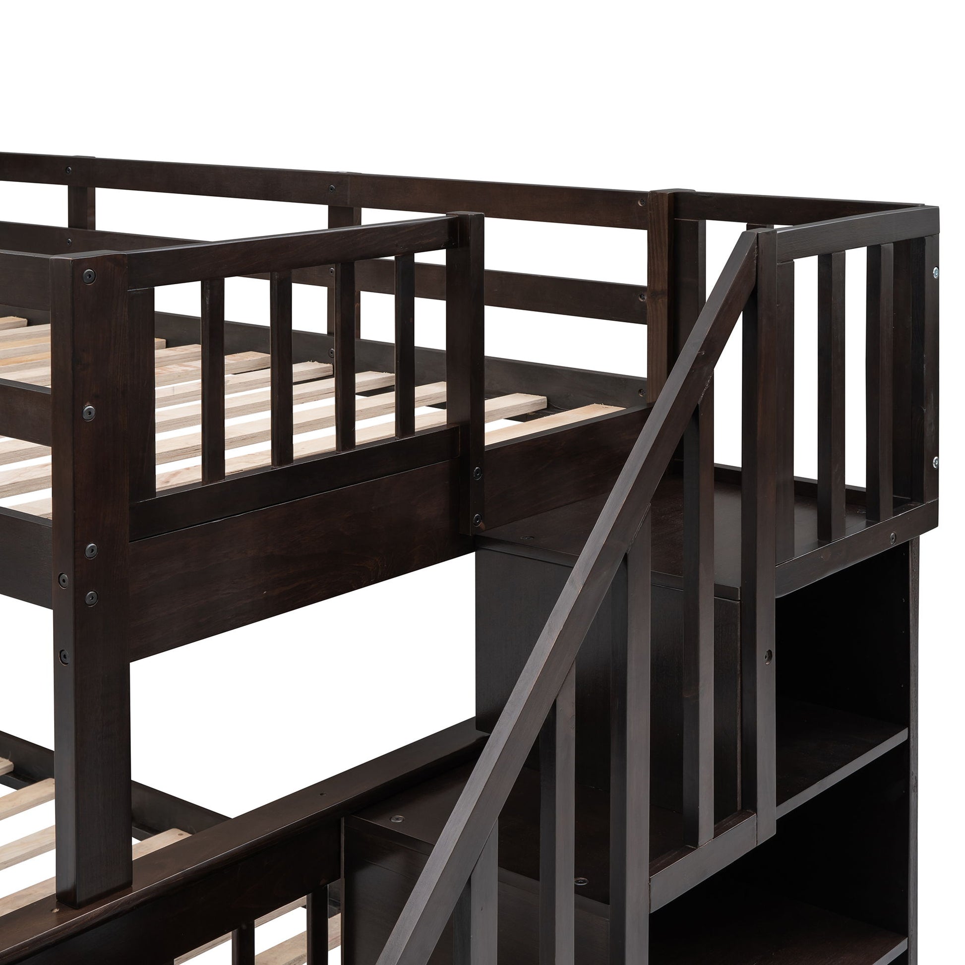 Stairway Bunk Bed With Storage And Guard Rail For Bedroom - The Sleep Loft - Online Mattress Showroom NYC