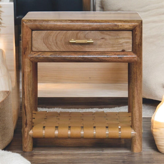 Regency - Woven Nightstand With Drawer - Light Brown - The Sleep Loft - Online Mattress Showroom NYC