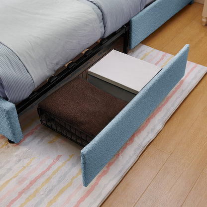 Upholstered Bed With Oversized Rabbit Ear Headboard, LED Lights & 4 Storage Drawers - The Sleep Loft - Online Mattress Showroom NYC