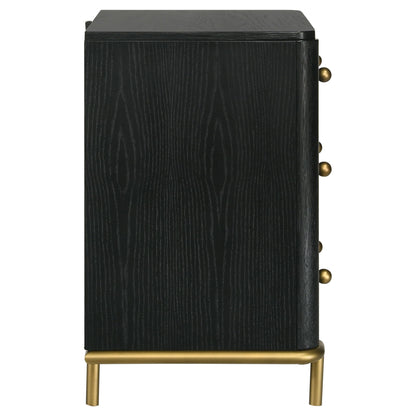 Anser - 3 Drawer Nightstand - Black - The Sleep Loft - Online Mattress Showroom NYC