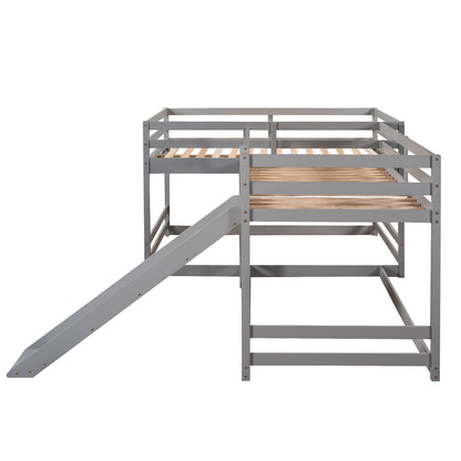 L-Shaped Bunk Bed With Slide And Short Ladder - The Sleep Loft - Online Mattress Showroom NYC