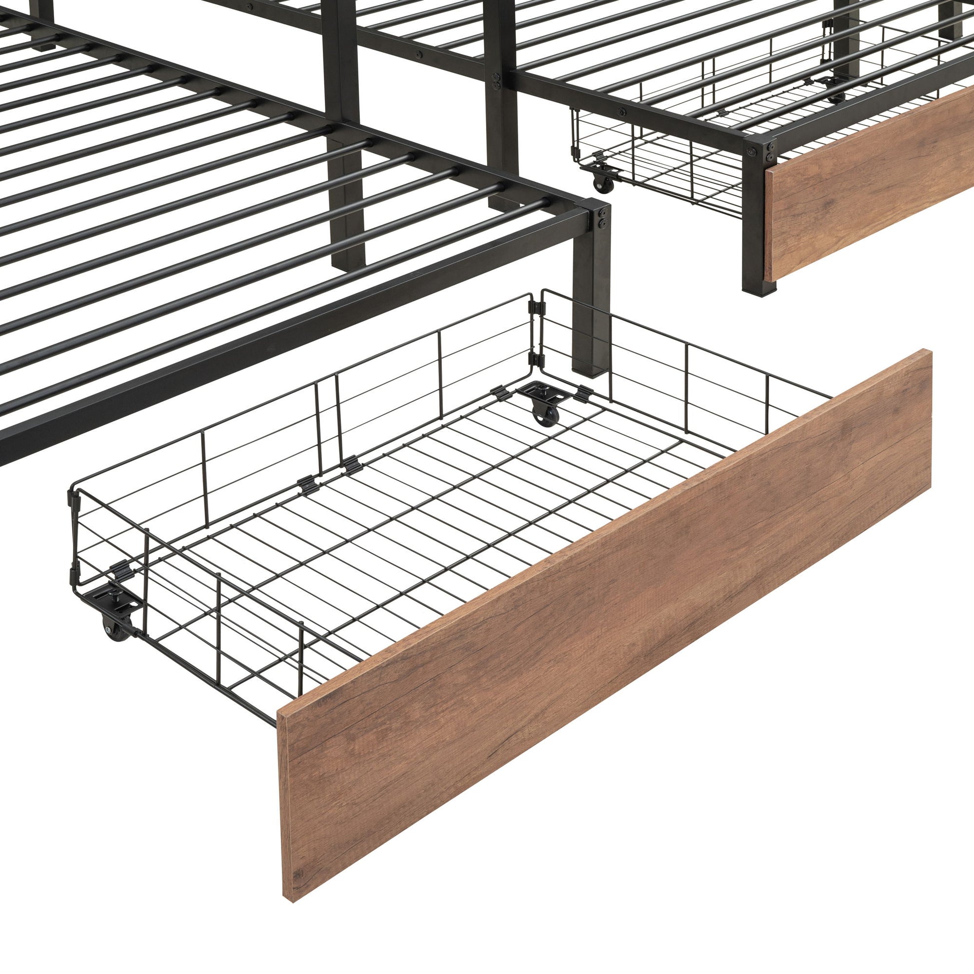 Full Over Twin-Twin Triple Bunk Bed With Drawers And Staircase - Black - The Sleep Loft - Online Mattress Showroom NYC