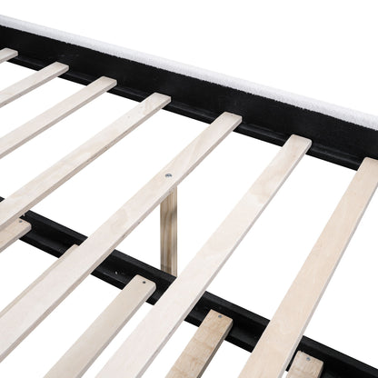 Upholstered Platform Bed With Wood Supporting Feet And Trundle - The Sleep Loft - Online Mattress Showroom NYC