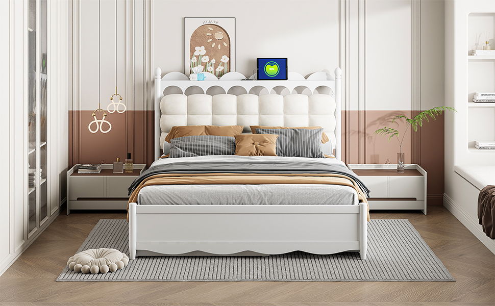 Storage Platform Bed, With 2 Big Drawers, Trundle, One Set Of Sockets & USB Ports - The Sleep Loft - Online Mattress Showroom NYC