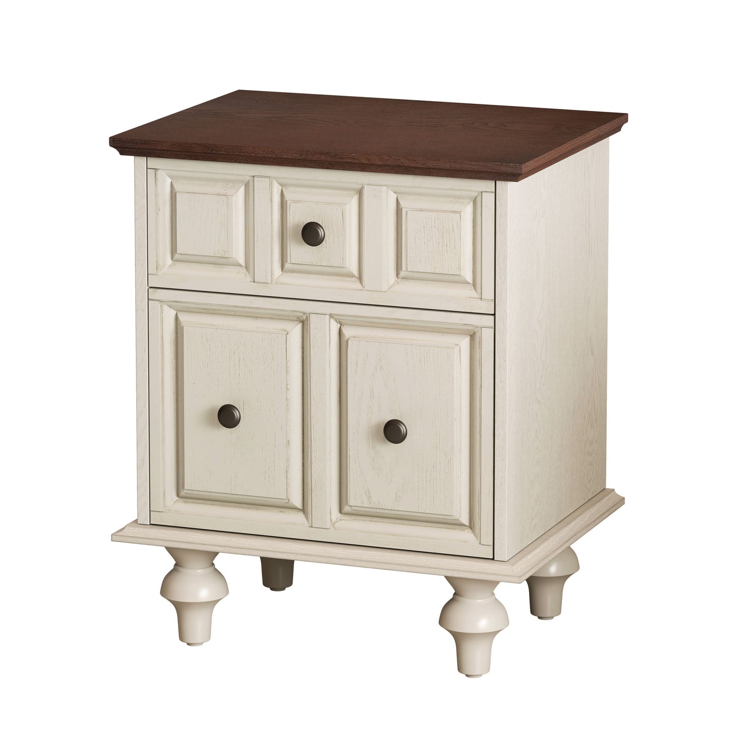 Vintage Nightstand With 2 Drawers And Roman Column Legs - The Sleep Loft - Online Mattress Showroom NYC