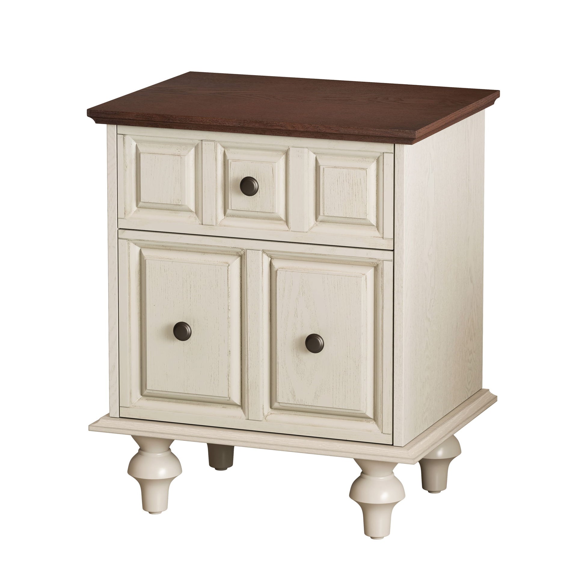 Vintage Nightstand With 2 Drawers And Roman Column Legs - The Sleep Loft - Online Mattress Showroom NYC