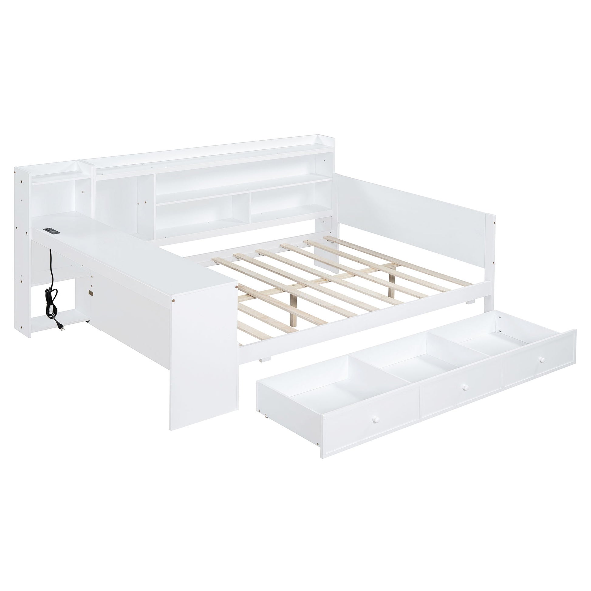 Daybed With 3 Drawers USB Ports And Desk - The Sleep Loft - Online Mattress Showroom NYC