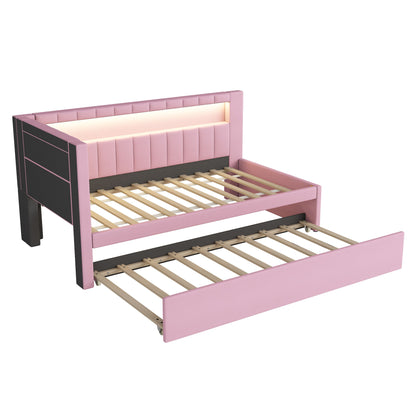 Upholstered Platform Bed With USB Ports And LED Belt - The Sleep Loft - Online Mattress Showroom NYC