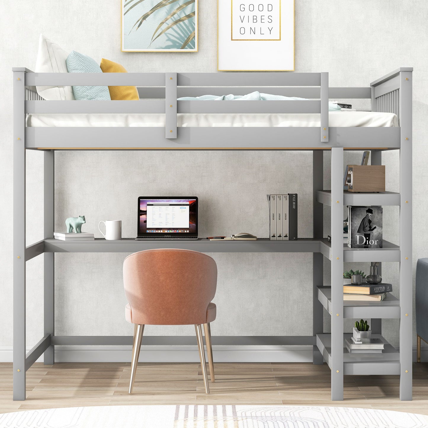 Loft Bed With Storage Shelves And Under Bed Desk - The Sleep Loft - Online Mattress Showroom NYC