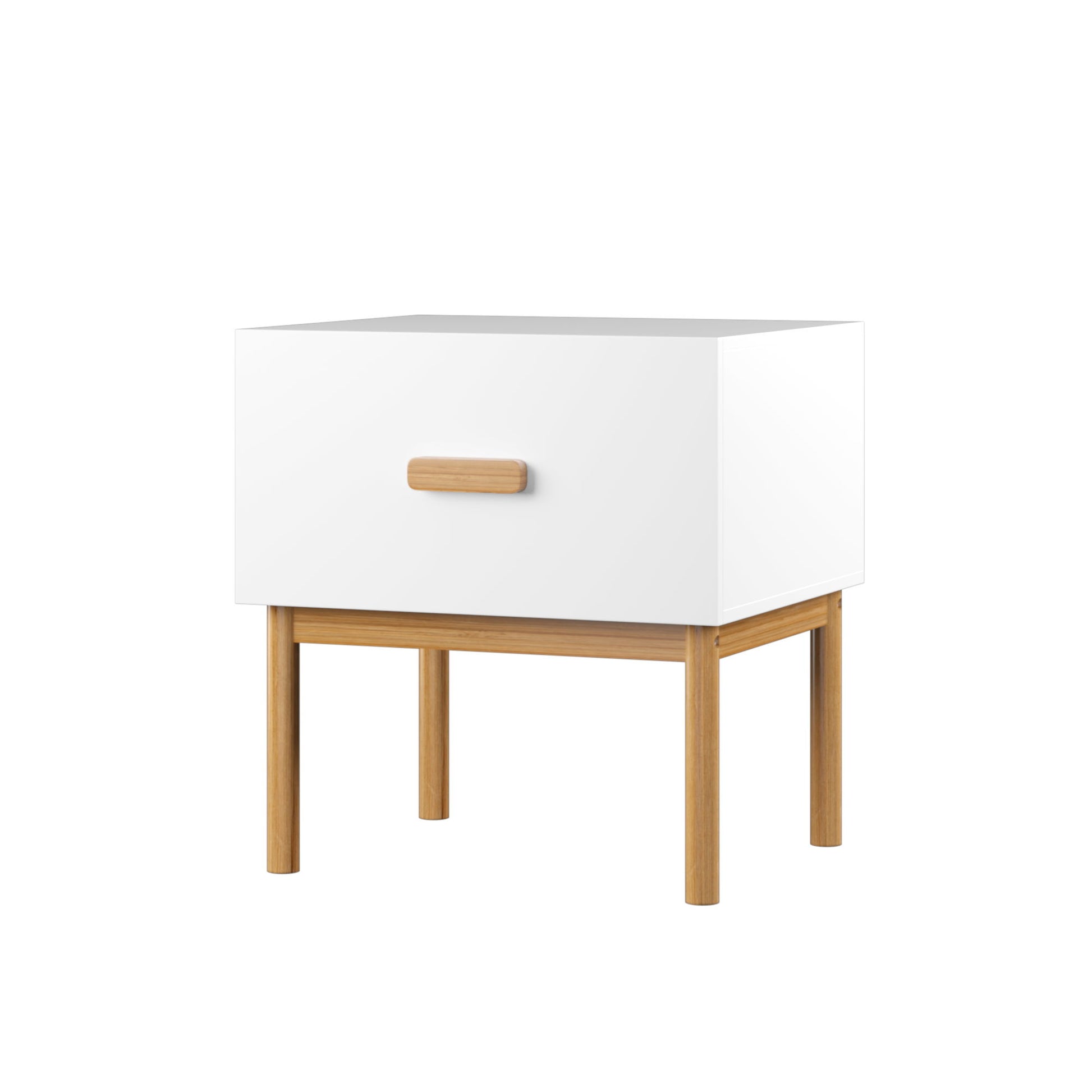 Nightstand With Drawer, Minimalist Bedside Table With Handle For Bedroom - White - The Sleep Loft - Online Mattress Showroom NYC