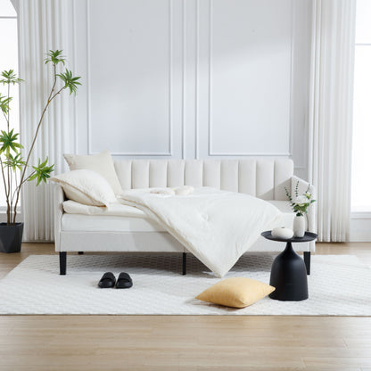Elena - Boucle Upholstered Daybed, Ribbed Tufted Backrest - The Sleep Loft - Online Mattress Showroom NYC