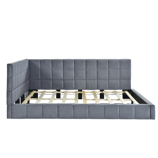 Full Size Upholstered Classic Mid Century Modern Daybed / Sofa Bed Frame, Elegant Design - Gray - The Sleep Loft - Online Mattress Showroom NYC