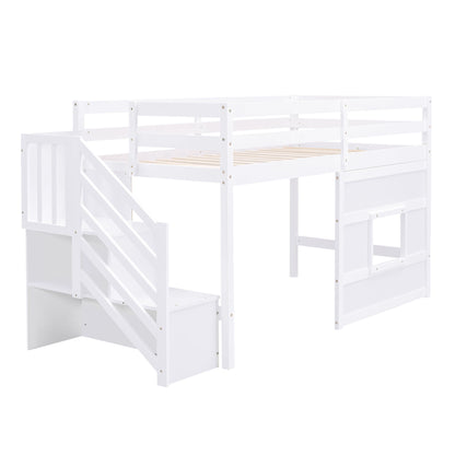 Loft Bed With Storage Staircase, Window & LED Light - The Sleep Loft - Online Mattress Showroom NYC