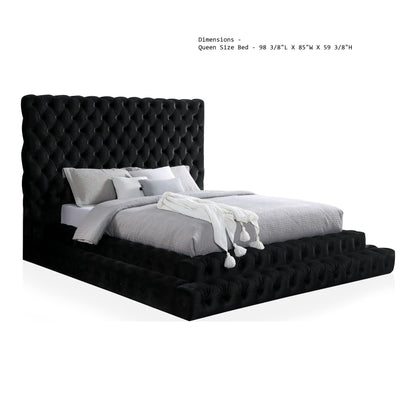 Tufted Oversized Headboard Platform Bed With Fully Upholstered Frame