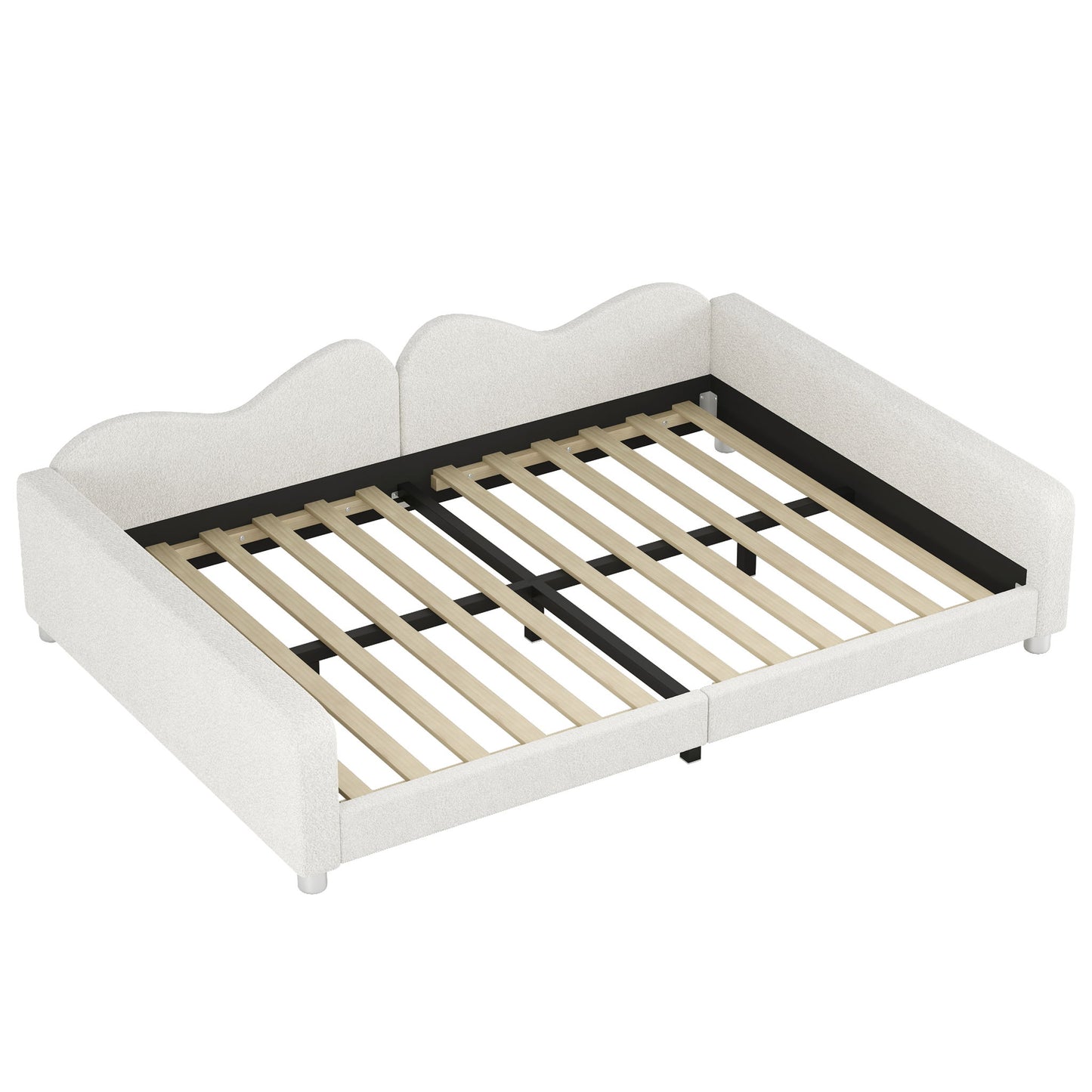 Upholstered Daybed, Sherpa Fabric Sofabed With Cloud-Shaped Backrest - The Sleep Loft - Online Mattress Showroom NYC