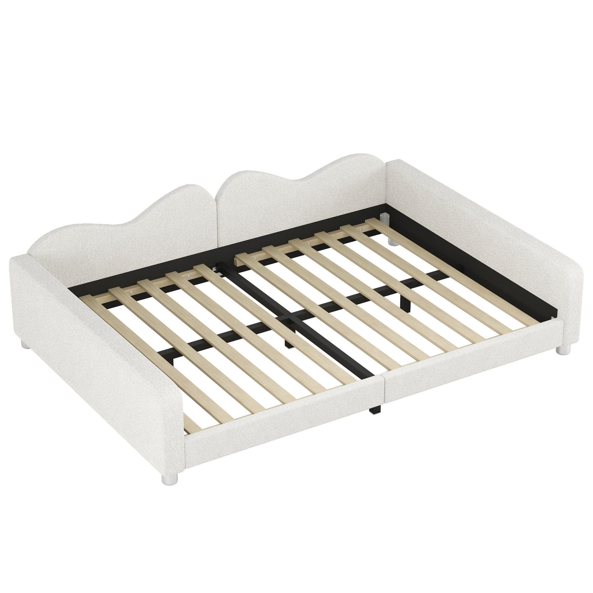 Upholstered Daybed, Sherpa Fabric Sofabed With Cloud-Shaped Backrest - The Sleep Loft - Online Mattress Showroom NYC