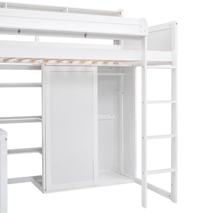 Loft Bed With Built In Desk, Storage Shelves, And Wardrobe - The Sleep Loft - Online Mattress Showroom NYC