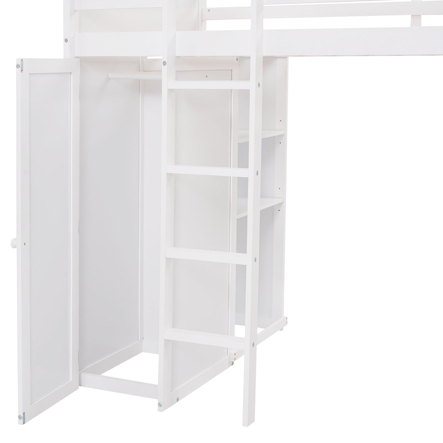 Loft Bed With A Stand Alone Bed, Shelves, Desk, And Wardrobe - The Sleep Loft - Online Mattress Showroom NYC
