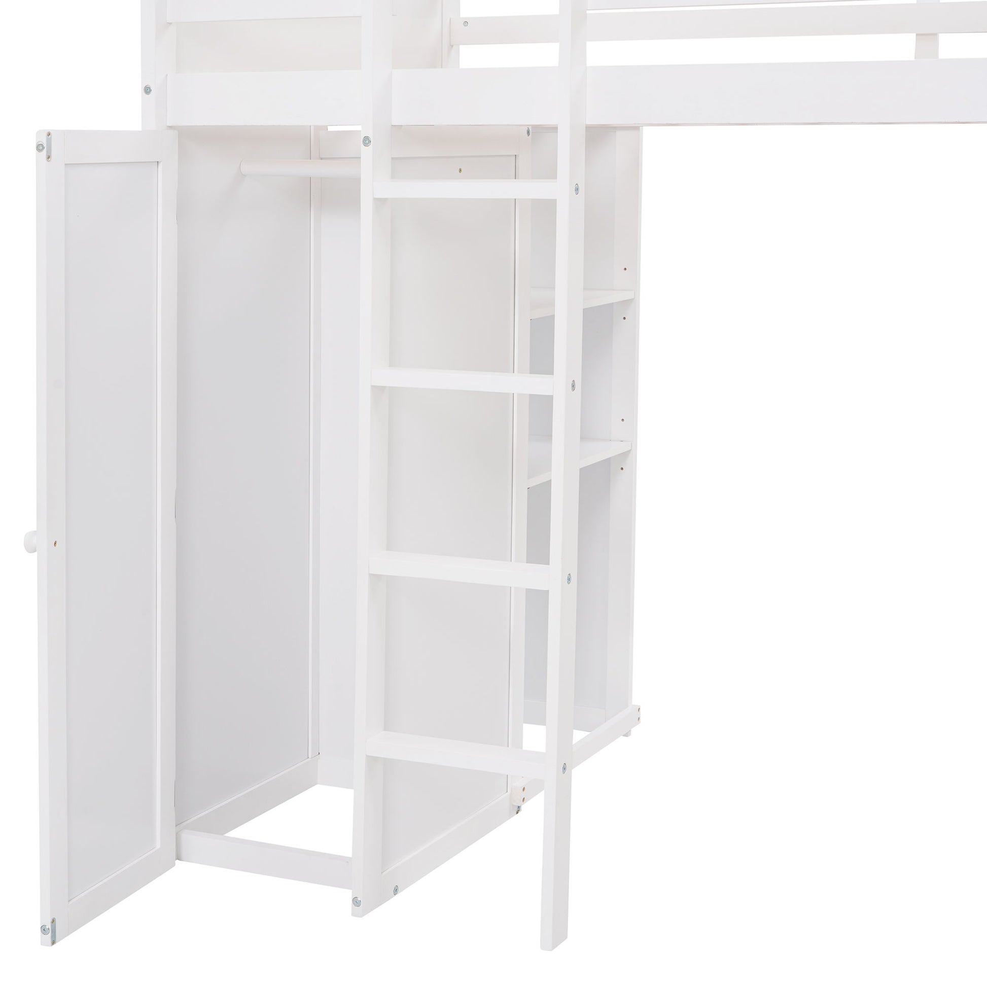 Loft Bed With A Stand Alone Bed, Shelves, Desk, And Wardrobe - The Sleep Loft - Online Mattress Showroom NYC