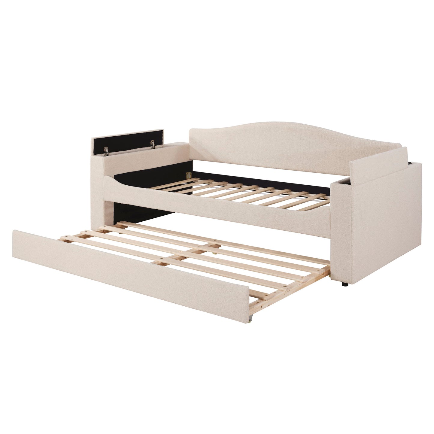 Upholstered Daybed With Storage Armrests, Trundle And Latest Integrated tooth Audio System - The Sleep Loft - Online Mattress Showroom NYC