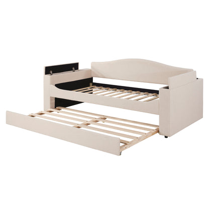 Upholstered Daybed With Storage Armrests, Trundle And Latest Integrated tooth Audio System - The Sleep Loft - Online Mattress Showroom NYC