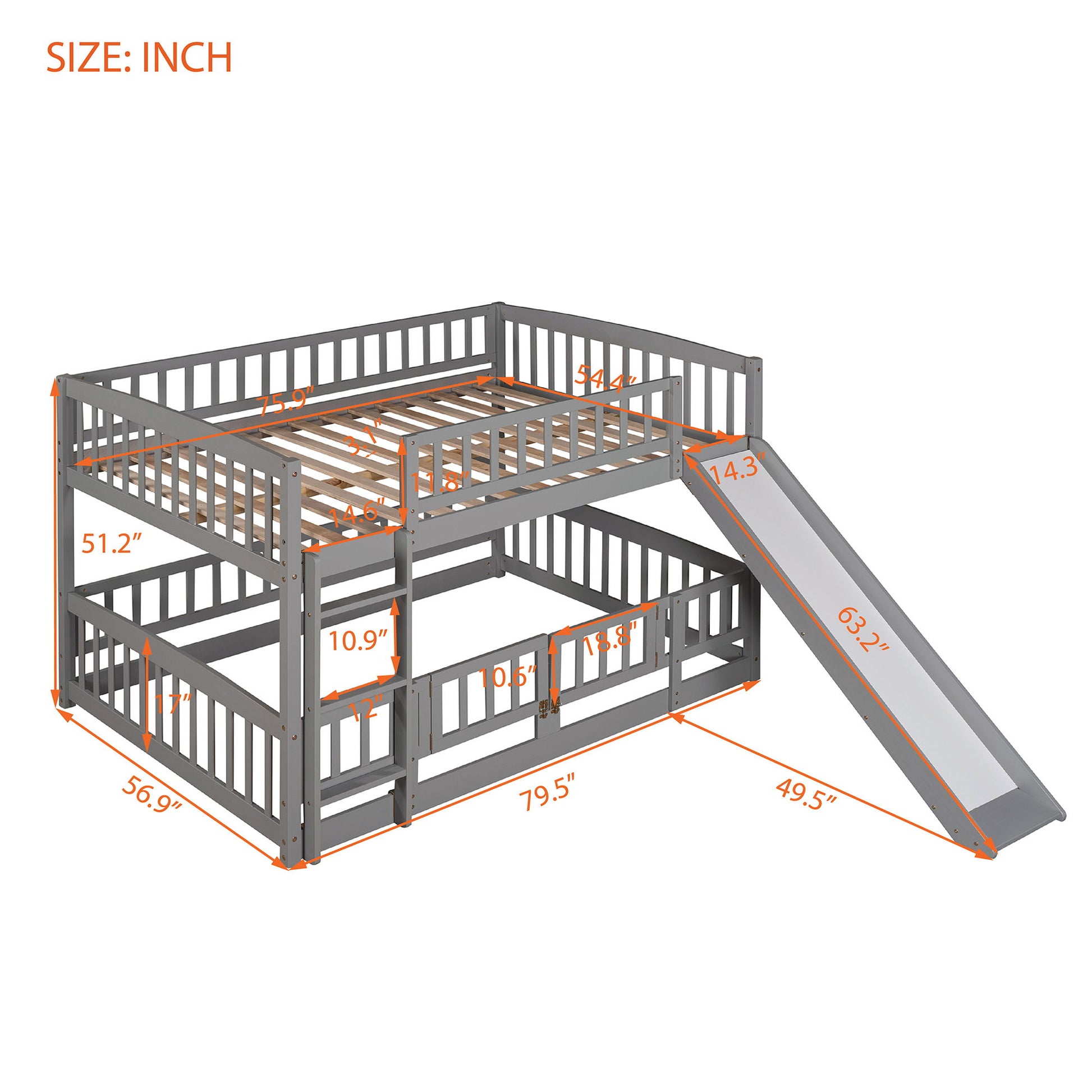 Low Bunk Bed With Slide, Fence And Ladder - The Sleep Loft - Online Mattress Showroom NYC