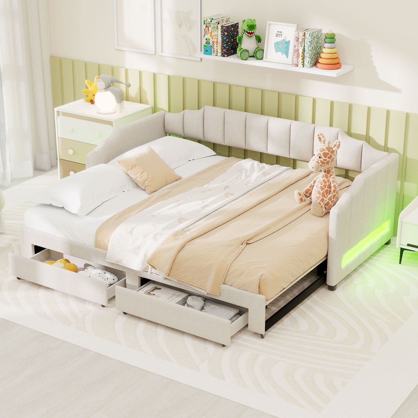 Extendable Daybed With LED Light And 2 Storage Drawers - The Sleep Loft - Online Mattress Showroom NYC