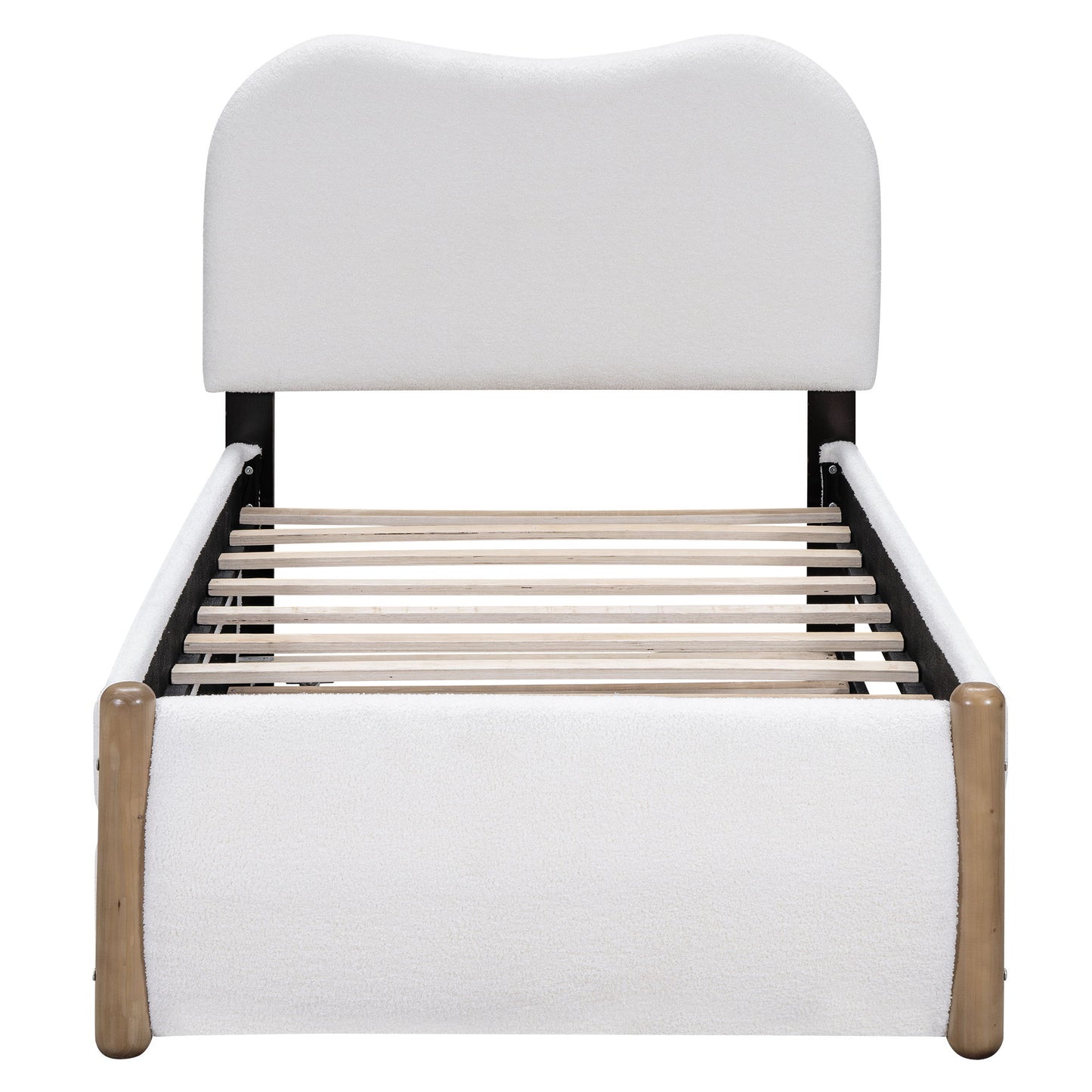 Upholstered Platform Bed With Wood Supporting Feet And Trundle - The Sleep Loft - Online Mattress Showroom NYC