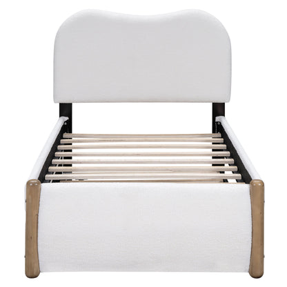 Upholstered Platform Bed With Wood Supporting Feet And Trundle - The Sleep Loft - Online Mattress Showroom NYC