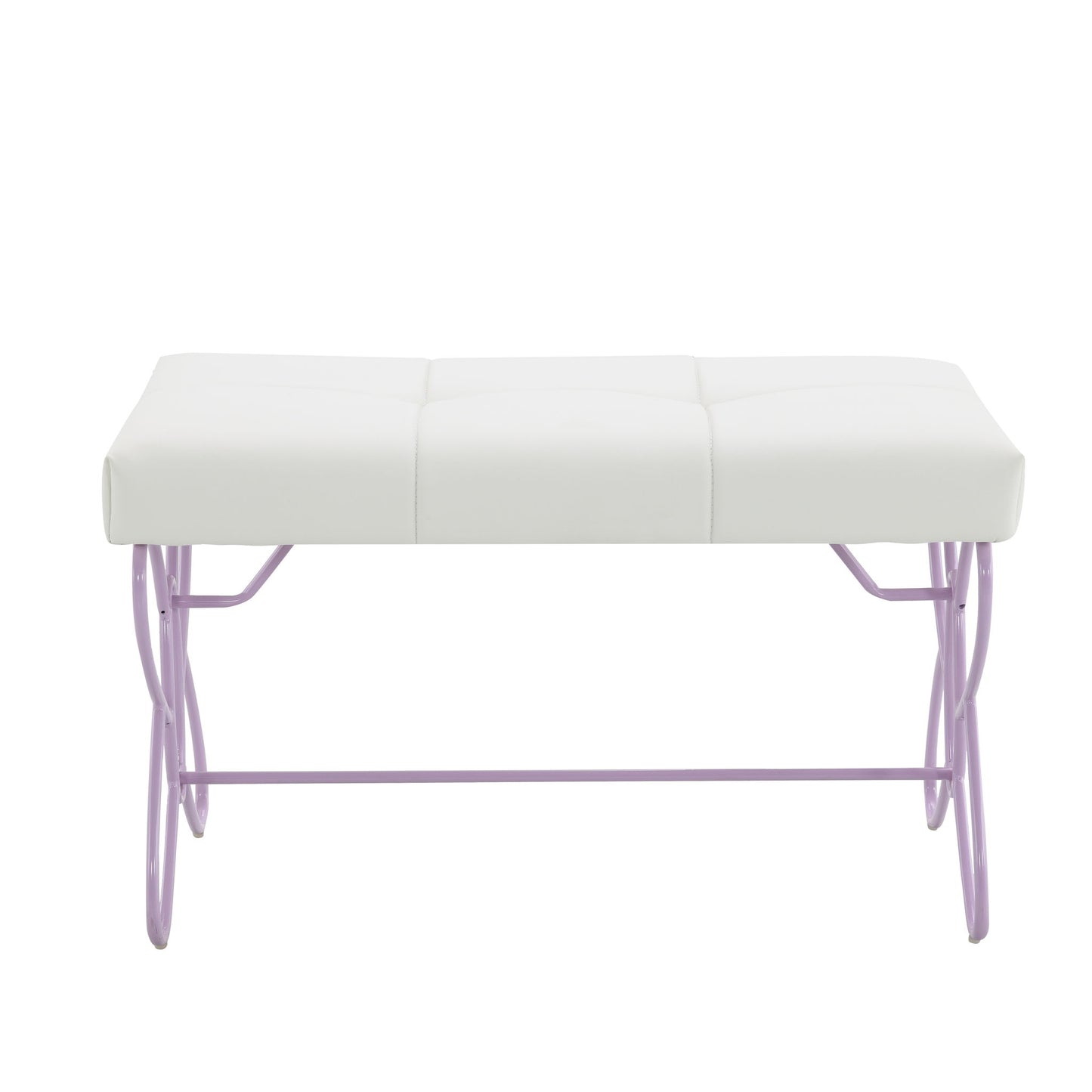 Priya II - Synthetic Leather Purple Bench - Purple / White - The Sleep Loft - Online Mattress Showroom NYC