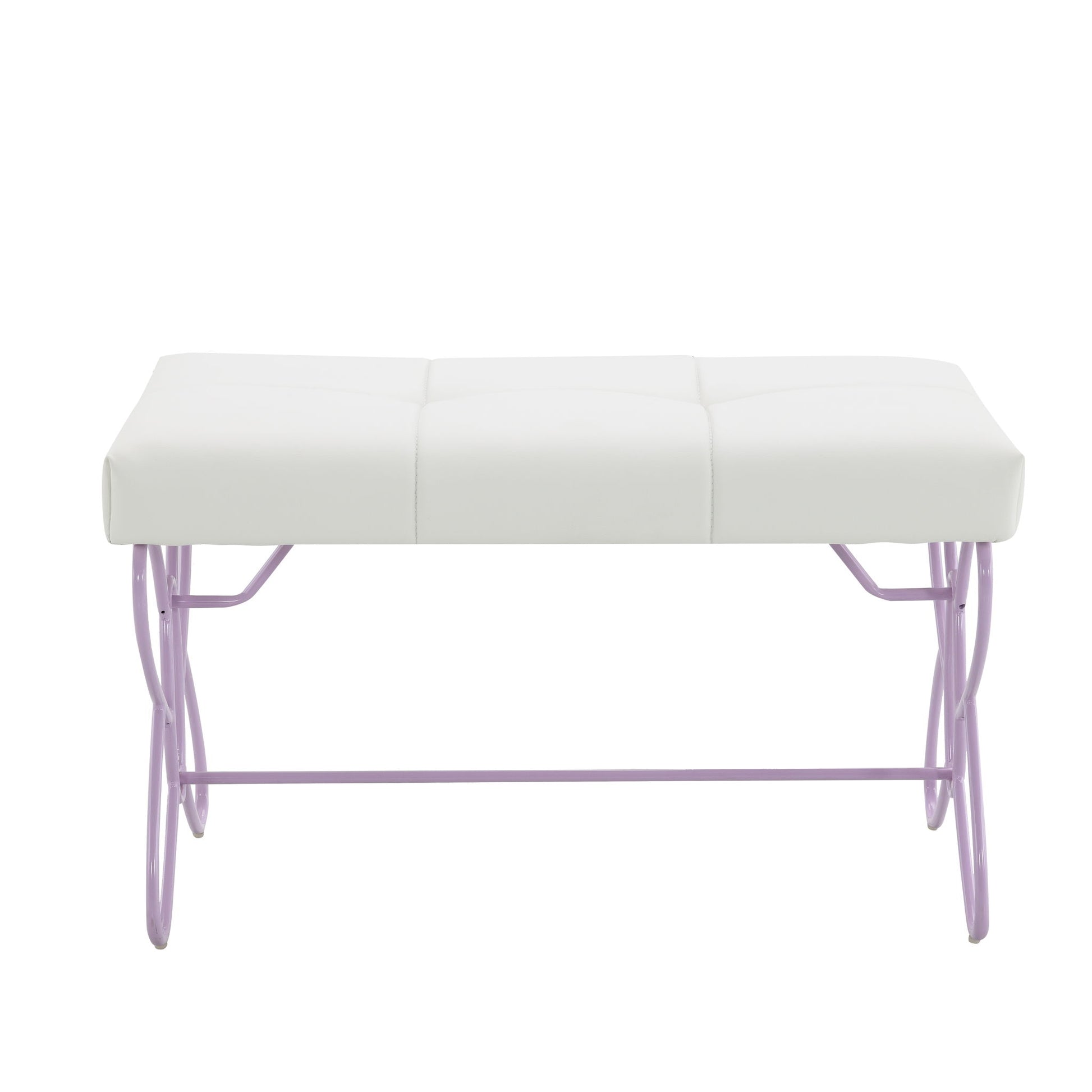 Priya II - Synthetic Leather Purple Bench - Purple / White - The Sleep Loft - Online Mattress Showroom NYC