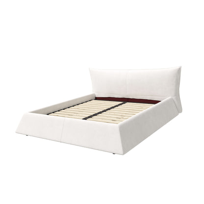 King Size Platform Bed With Special-Shaped Headboard - Cream - The Sleep Loft - Online Mattress Showroom NYC