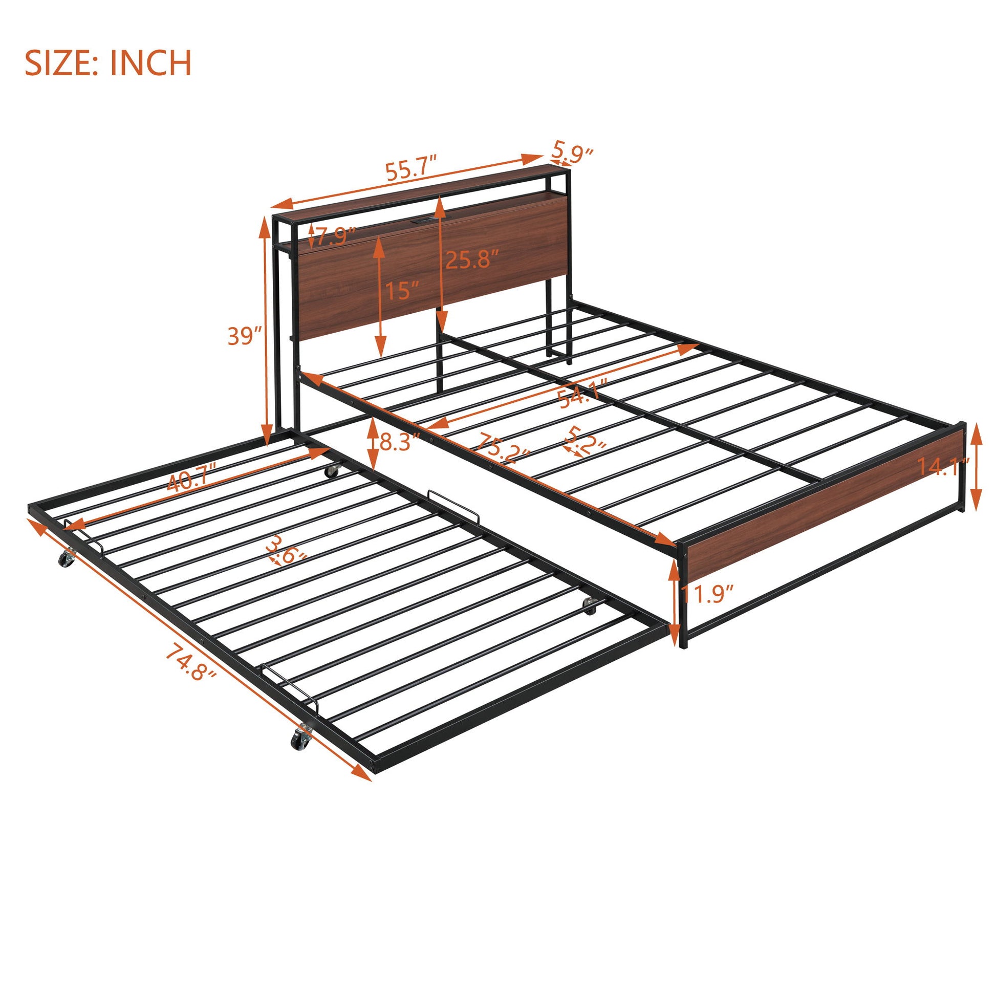 Platform Bed Frame With Trundle, USB Ports And Slat Support, No Box Spring Needed - The Sleep Loft - Online Mattress Showroom NYC