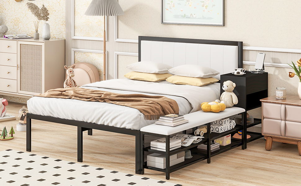 Platform Bed With 2 Tier Storage Shelves, Storage Cabinet - The Sleep Loft - Online Mattress Showroom NYC