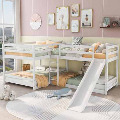 L-Shaped Bunk Bed With Slide And Short Ladder - The Sleep Loft - Online Mattress Showroom NYC