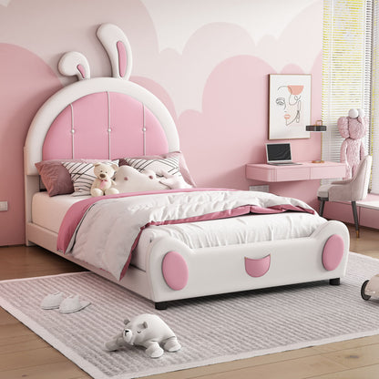 Upholstered Platform Bed With Rabbit Shaped Headboard - The Sleep Loft - Online Mattress Showroom NYC