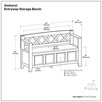 Amherst - Compact Entryway Storage Bench - The Sleep Loft - Online Mattress Showroom NYC
