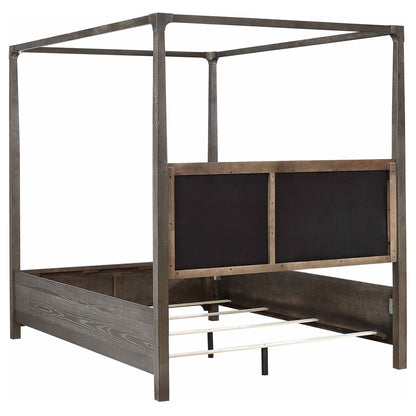 Sundance - Queen Canopy Bed With Upholstered Headboard - Dark Brown - The Sleep Loft - Online Mattress Showroom NYC