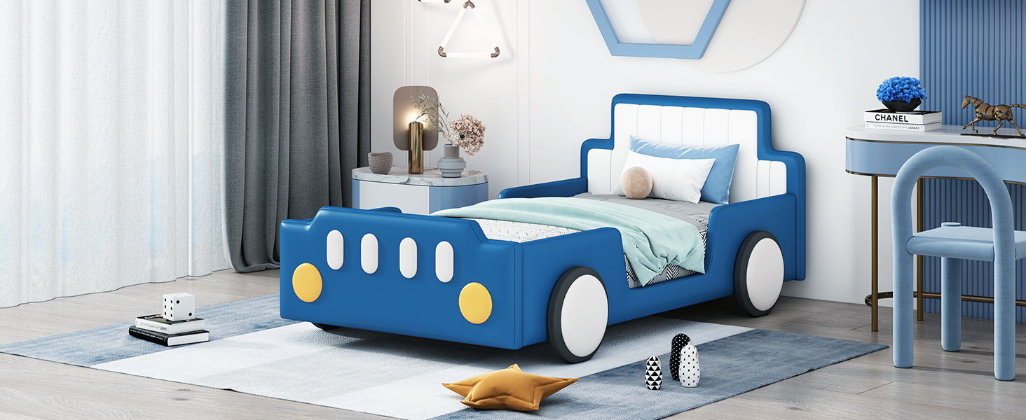 Race Car Shaped Platform Bed With Wheels - The Sleep Loft - Online Mattress Showroom NYC